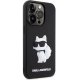 Karl Lagerfeld iPhone 14 Pro vāciņš 3D Rubber Choupette, melns