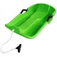 Green plastic sledge with backrest and brake handles, 64 cm