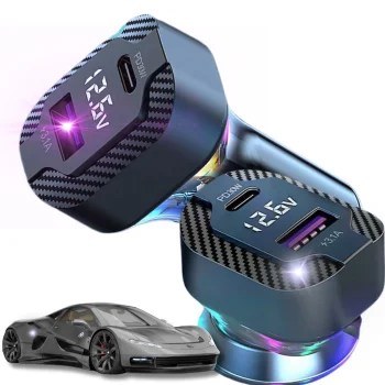 Ātrs auto lādētājs USB-c 30w un USB-a 15w cigarešu aizdedzinātāja ligzdai | and fast car charger for cigarette...