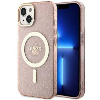 Guess iPhone 14 Plus Case Glitter Gold MagSafe, Pink