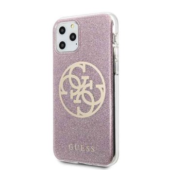 Guess GUHCN58PCUGLPI iPhone 11 Pro rozā cietais korpuss 4G Circle Glitter | pink hard case