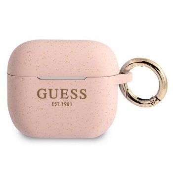 Guess Чехол для AirPods 3 Силиконовый Glitter Розовый