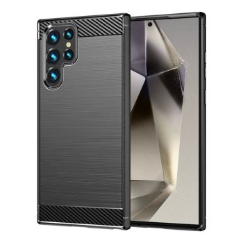 Samsung Galaxy S24 Ultra (SM-S928) Carbon Fiber TPU Protective Case Cover, Black | Telefona Vāciņš Maciņš Apvalks...