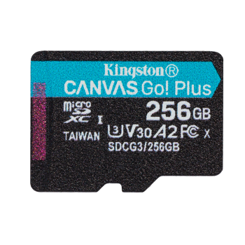 Kingston Canvas Go! Plus 256GB microSD Memory Card (Class 10 UHS-I SDHC 170 MB/s read) + Adapter