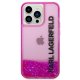 Karl Lagerfeld iPhone 14 Pro Max Case Liquid Glitter Elong Pink