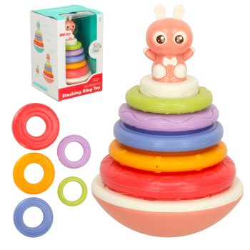 Sensory Roly-Poly Stacking Rings Toy Bibi-inn, Pink