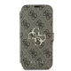 Apple iPhone 16 6.1\" Guess 4G Metal Logo Book Case Cover, Brown