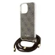 Guess iPhone 15 Pro vāciņš Crossbody Cord 4G Print, brūns