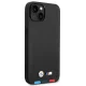 Чехол BMW для iPhone 14 Plus Leather Stamp Tricolor MagSafe, черный
