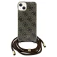 Guess iPhone 15 / 14 / 13 vāciņš Crossbody Cord 4G Print, brūns