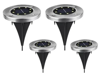 Garden solar lamp with 8 LEDs, set of 4, black and inox
