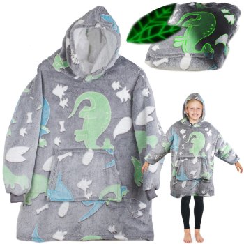 Детская толстовка-плед светящаяся в темноте, оверсайз худи,...