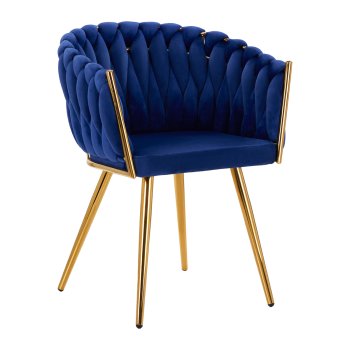 Velvet Salon Chair 4Rico QS-GW06G, Navy Blue