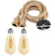 Double ceiling lamp with E27 and jute rope, black/brown