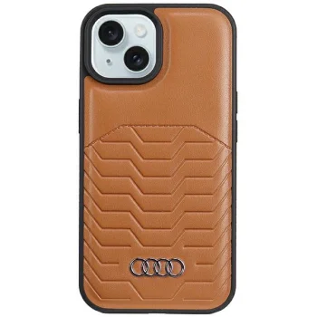 Audi iPhone 15 Plus / 14 Plus Case Synthetic Leather MagSafe, Brown