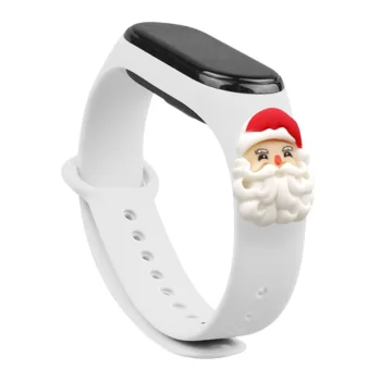 Ремешок Strap Xmas для Xiaomi Mi Band 3 / 4, Santa Claus, белый