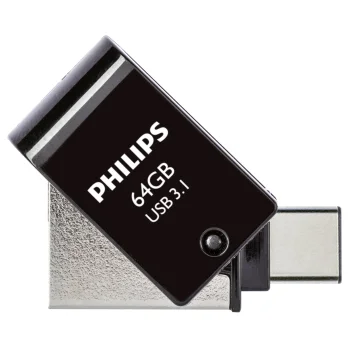 USB-флешка Philips 2 в 1 OTG 64 ГБ, USB 3.1 / USB-C, черная