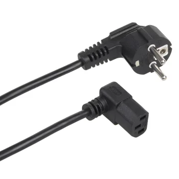 Кабель питания Maclean MCTV-851, угловой, 3 pin, EU вилка, 1.5м, черный