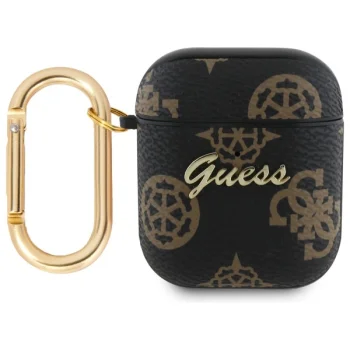 Guess AirPods 1 / 2 maciņš PU New 4G Hook, melns