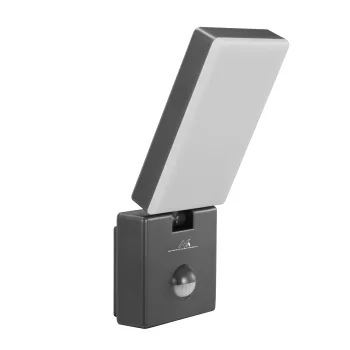 Maclean MCE516 GR LED lampa ar PIR kustības sensoru, 10W, IP65, 800lm, 4000K, pelēka