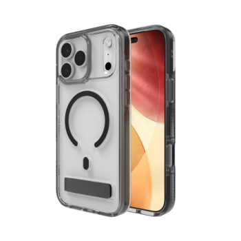 ZAGG Santa Cruz Snap KS MagSafe vāciņš ar statīvu iPhone 17 Pro Max – caurspīdīgs un melns | Phone Case Cover