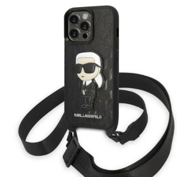 Apple iPhone 14 Pro 6.1" Karl Lagerfeld Monogram Ikonik Patch Case Cover (KLHCP14LSTKMK), Black | Чехол Кейс...