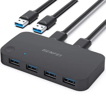 Benfei USB 3.0 4in1 slēdzis 4 ierīcēm, melns