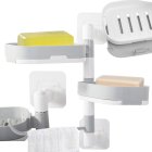 Настенная мыльница с держателем для полотенца, бело-серая