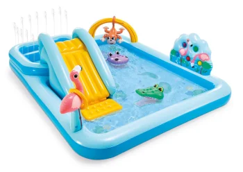 Надувной игровой центр с горкой Intex 57161, синий