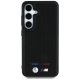 BMW Leather Tricolor Stripe MagSafe vāciņš Samsung Galaxy S25 Melns
