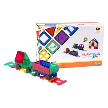 Магнитные плитки 3D Поезд Playmags 153 - набор 50 шт