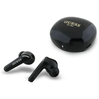 Наушники TWS Guess Flat Classic Logo с электропокрытием — черные