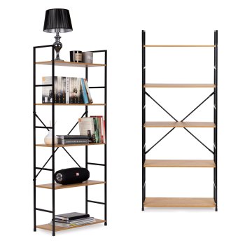 Grāmatu plaukts LOFT industriālais stils 5 plaukti ModernHome CWJ6024144LG