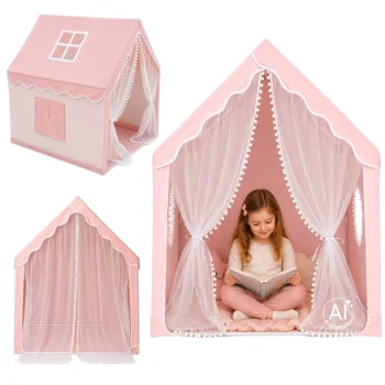 Foldable Children's Play Tent House Pink