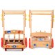 Interactive Wooden Baby Walker with Jumping Animals, Adjustable Height