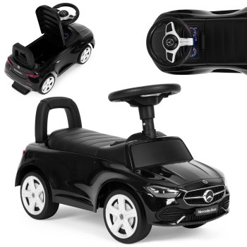 Mercedes C-Class Ride-On Car with Interactive Steering Wheel and Sounds, black
