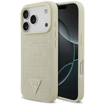 Guess Croco Triangle Logo MagSafe maciņš iPhone 17 Pro – zelta | Phone Case Cover