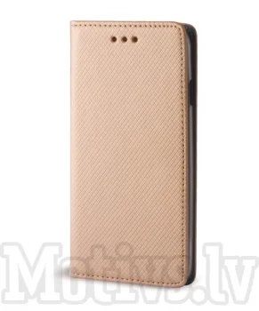 Samsung Galaxy J5 2017 SM-J530 Magnet TPU Book Case Cover, gold – vāciņš ar gumijas turētāju un kabatu