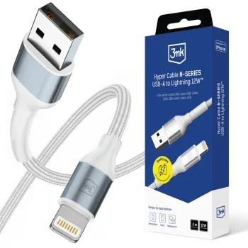 Кабель 3mk Hyper Cable N-SERIES USB-A / Lightning 2м 12W, белый