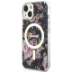 Guess iPhone 14 Plus vāciņš Flower MagSafe, melns