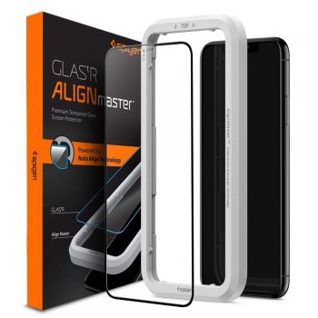 Apple iPhone XR / 11 6.1" Spigen Tempered Glass Screen Protector | Telefona Ekrāna Aizsargstikls ar Papildus Rāmi
