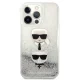 Чехол Karl Lagerfeld для iPhone 13 / 13 Pro Liquid Glitter Karl & Choupette, серебристый