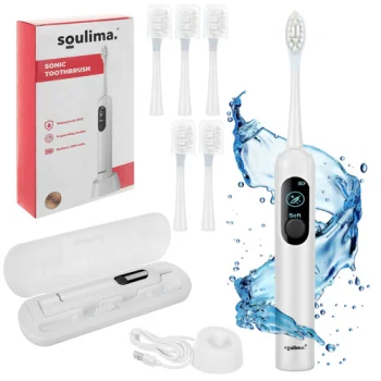 Электрическая звуковая зубная щетка Soulima 26850 с 6 насадками, белая