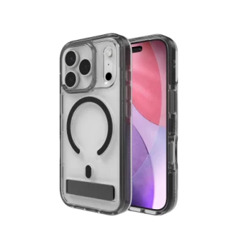 ZAGG Santa Cruz Snap KS MagSafe Case with Stand  iPhone 17 Pro - Clear and Black