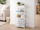 Apavu plaukts ar 5 auduma plauktiem, 81 x 39.5 x 21.5 cm, balts