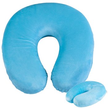 U-Shaped Memory Foam Travel Neck Pillow for Car and Airplane, Blue