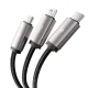 Tech-Protect UltraBoost 3in1 USB-A uz Lightning / USB-C / Micro-USB kabelis 1m, pelēks