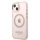 Apple iPhone 13 6.1\'\' Guess Gold Outline Translucent MagSafe Case Cover, Pink | Чехол Кейс Бампер...