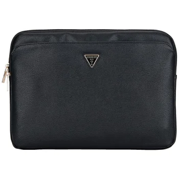 Guess Sleeve Grained Zipper Pocket Triangle Logo 14" klēpjdatora soma - melna | Laptop Bag Black