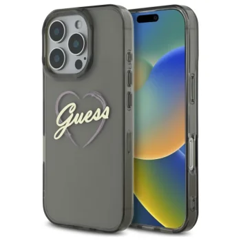Чехол Guess для iPhone 16 Pro Max IML Heart, черный